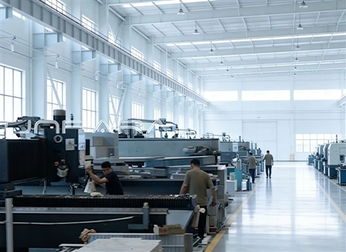 Expert lapping technicians at work among precision granite processing machines inside the UNPARALLELED facility